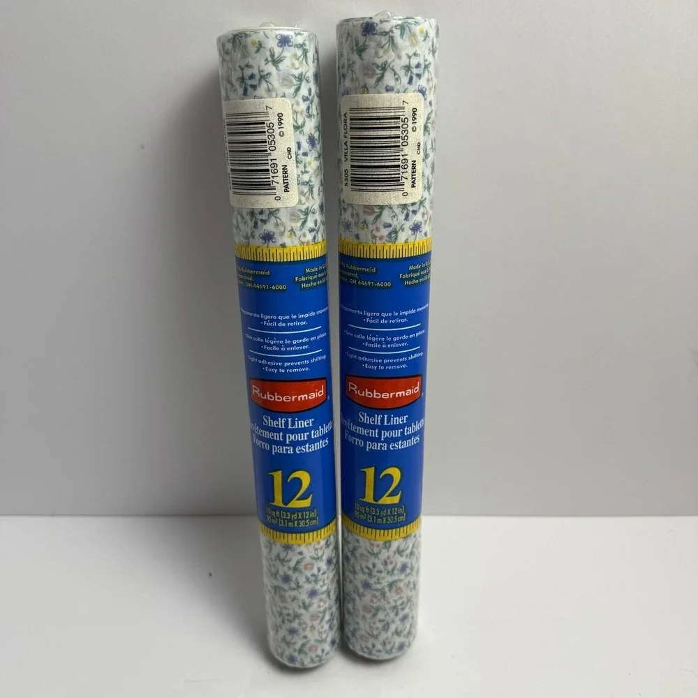 Vintage 90's Rubbermaid Shelf Liner Villa Flora 20 SQ FT JUMBO Roll NEW‎ 2 Rolls